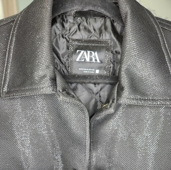 ZARA Shiny bomber black jacket - Picture 2 of 2